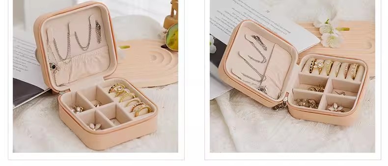 Cross-border Portable Jewelry Box Earring Necklace Bracelet Jewelry Storage Case Compact Travel Jewelry Organizer