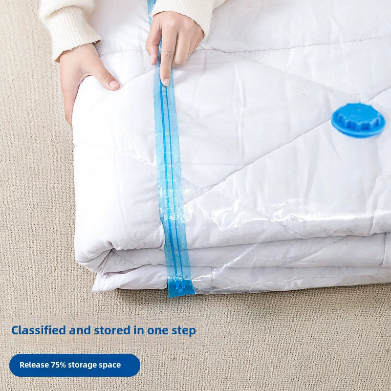Duvet Vacuum Storage Bag for Home & Travel, Dustproof Waterproof, Reusable, Blue Pack