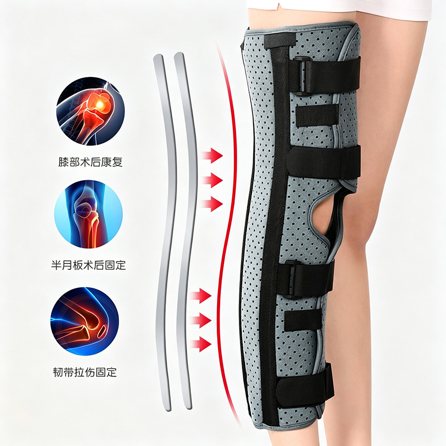 Knee joint lower limb external fixation brace, knee meniscus fracture and sprain support brace, health protection and rehabilitation fixation support device