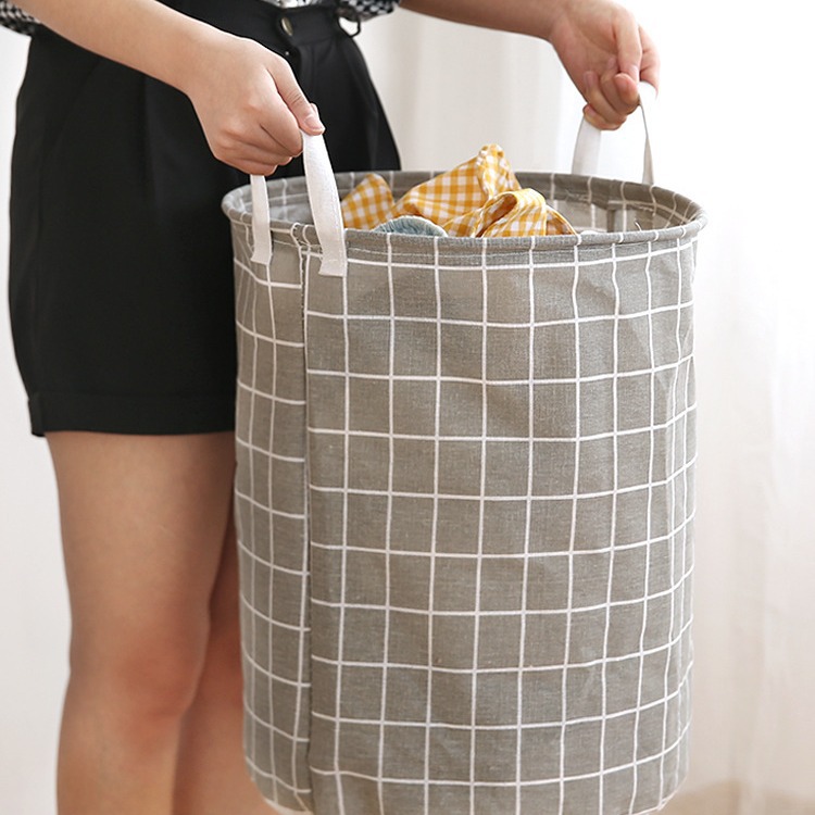 Cesto para ropa sucia plegable simple escandinavo, cesta de almacenamiento de tela resistente al moho y al desgaste, baño, dormitorio, cubo para ropa sucia de algodón y lino de doble propósito