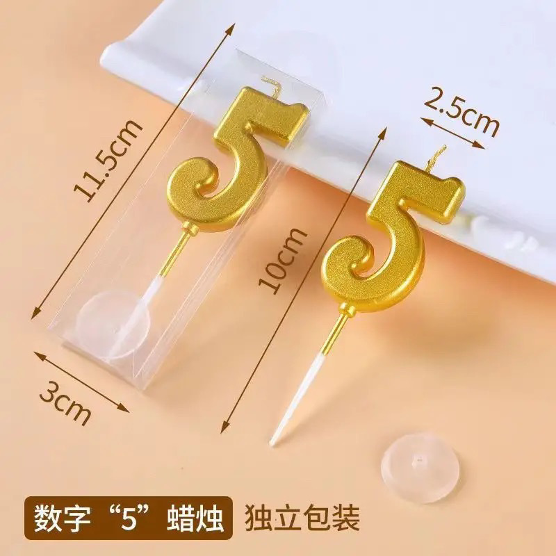 Ins en línea vela de cumpleaños digital vela de oro envasado independiente decoración de pastel vela fábrica directa