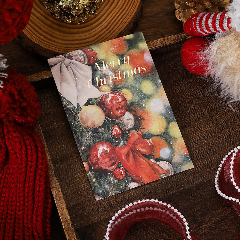 Nueva tarjeta de felicitación dorada de Navidad tarjeta postal floristería regalo para hornear tarjeta pequeña tarjeta de mensaje de bendición al por mayor de fábrica