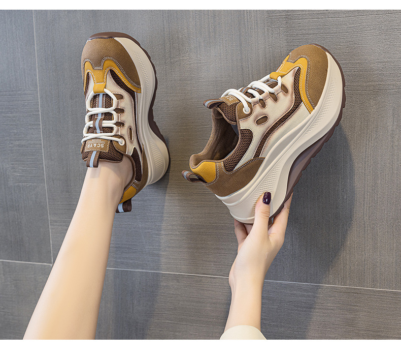 Giày sneaker nữ đế dày 2026 mới nhất thu đông, phong cách thể thao đa năng, đế mềm êm ái tăng chiều cao — M2962 màu vàng, M2962 màu xanh lá cây chi tiết 12