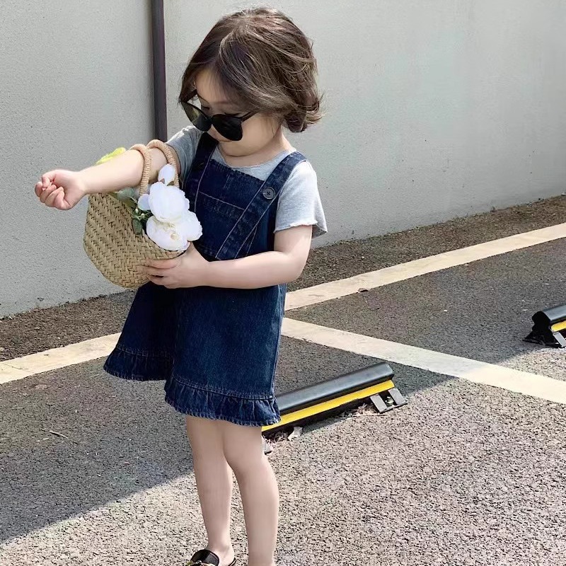 Women's Summer New Denim Overalls Dress High-Quality Super Soft Denim Dress Solid Color Stylish Cute Dress 38110