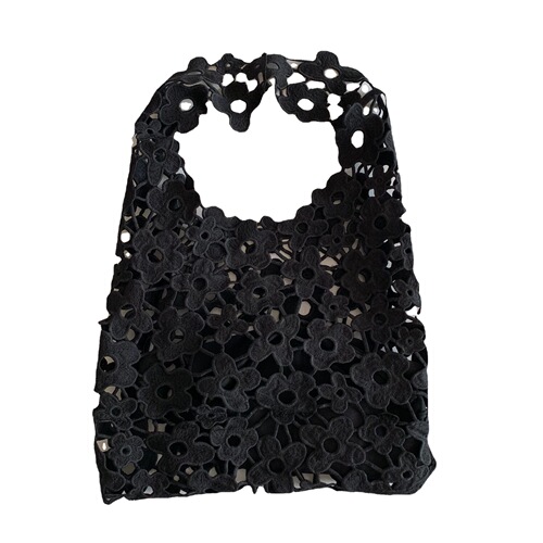 Korean style casual shoulder bucket bag lace mother-in-law bag crochet craft versatile temperament large capacity portable women's bag