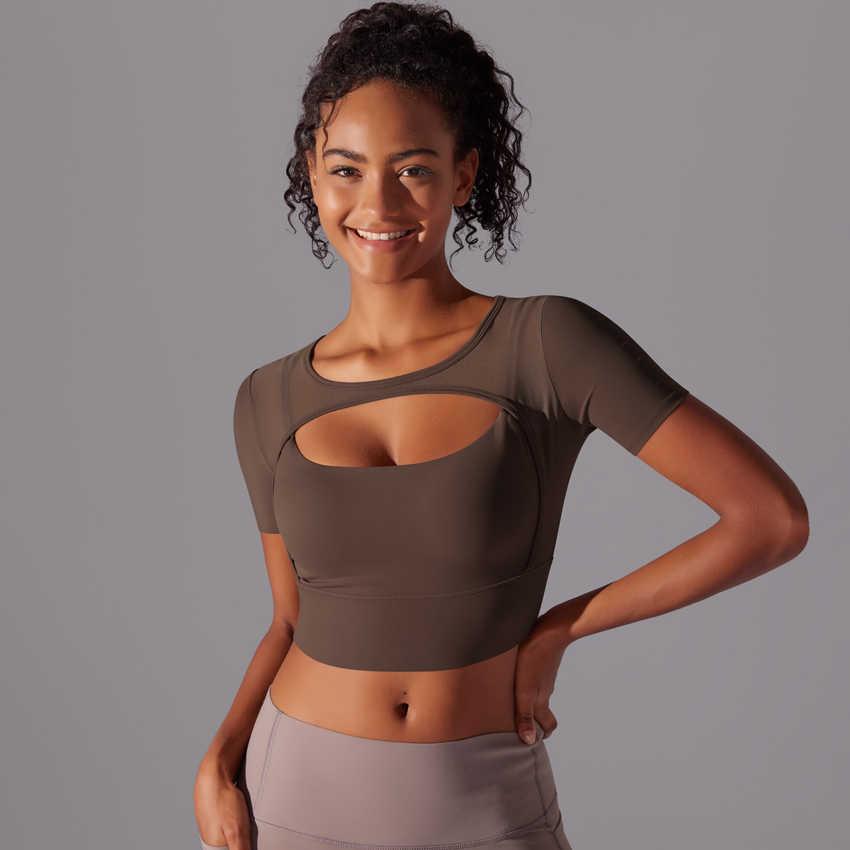 182g Weight Short Sleeve Sleeve Length Pullovers Placket Type Nylon, Spandex Fabric Type Short Top Length T-shirt Tops Type Yoga, Sports Occasion Round Neck Neckline Solid Color Pattern Women Gender Hollow Out Craft Fitness Sport Style Solid Color Nylon Spandex Round Neck Hollow Out Active Tops T-shirt 11