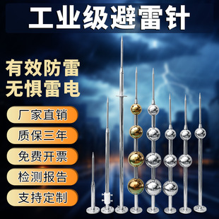 Stainless Steel Lightning Rod Outdoor Lightning Protection Rod Lightning Arrester Villa Home Outdoor Hot-Dip Galvanized Ground Wire Roof Lightning Protection