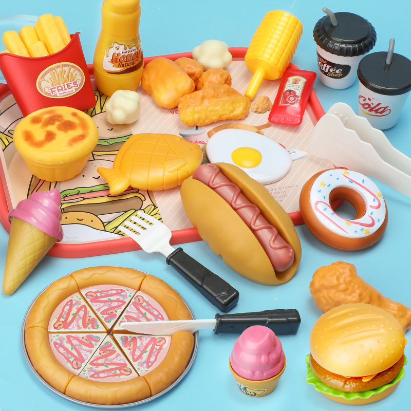 children Hamburger Toys French fries egg Play house fruit Vegetables Food Steamed stuffed bun ice cream Model