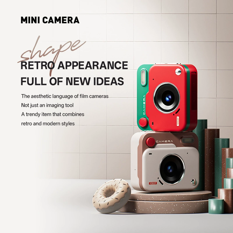 Mini retro CCD digital camera, compact HD keychain camera, 1080p, student pocket size