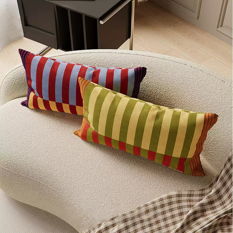 Retro Bauhaus estriado almohada de cabecera almohada de tira larga almohada de siesta almohada de cintura sofá sala de estar almohada de cama almohada cubierta