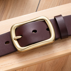 Network First layer cowhide belt dyed genuine leather business casual denim copper pin buckle belt manufacturer wholesale