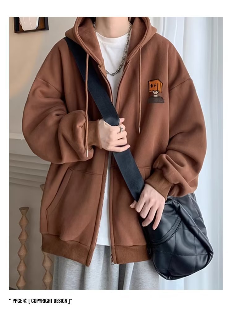 1 Cardigan Felpa Inverno 2023 Nuova Giacca Primaverile Uomo Felpa con Cappuccio in Pile Cappotto Autunnale_voghion.com