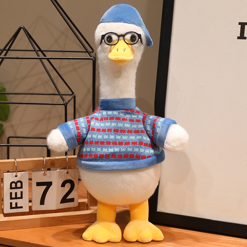 Bebé pato muñeca feliz pato muñeca cóncava modelado pato amarillo juguete de peluche regalo de cumpleaños para chicas