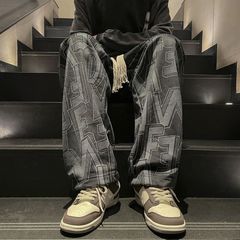 春秋潮流痞帅休闲裤子男ins高街潮牌港风嘻哈直筒宽松百搭拖地裤