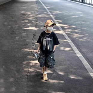 Children's clothing boys summer clothing 2025 new big children's summer handsome boys casual loose t-shirt trendy T