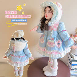 女童羽绒棉服冬季2025新款可爱儿童装加厚棉服外套连帽洛丽塔棉衣