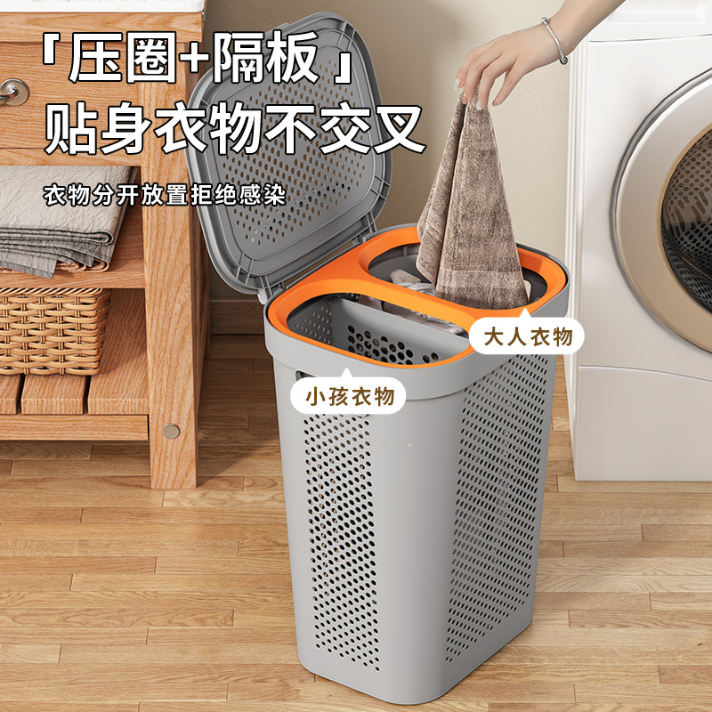 Cesta de almacenamiento Cesta de ropa sucia doméstica Baño de gran capacidad con cubierta Cesta de ropa sucia Cesta de lavandería