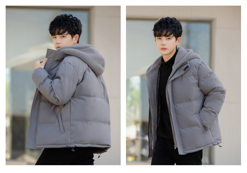 Large Size Fake Two Cotton Clothes Men's Loose Casual Thickened Fleece_viptrois.com