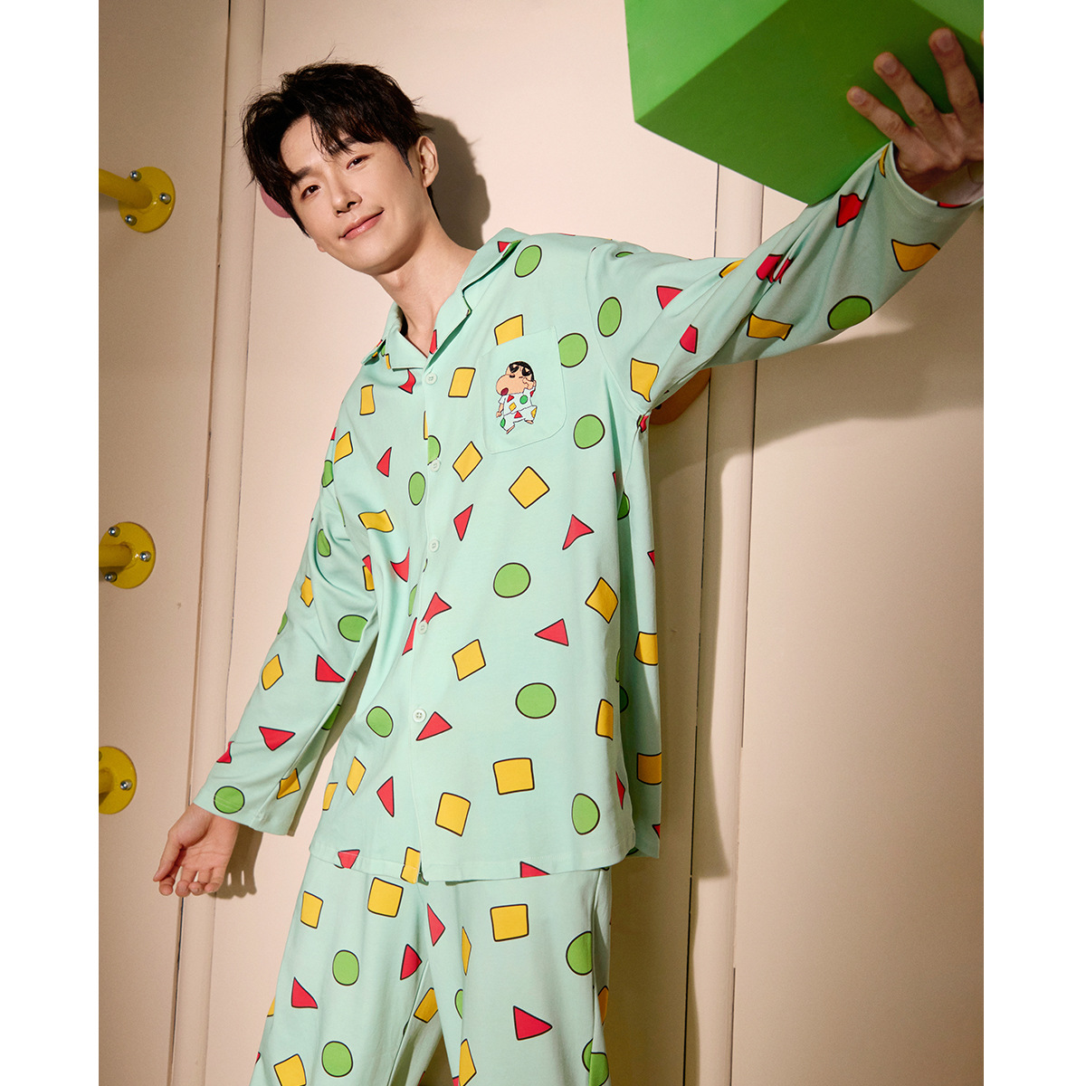 Runma [Light and Soft] Crayon Shin-Chan Pajamas Men's Long-Sleeved Pure Cotton Casual Japanese Style Style Can Be Weared Outside Home Clothes Spring and Autumn