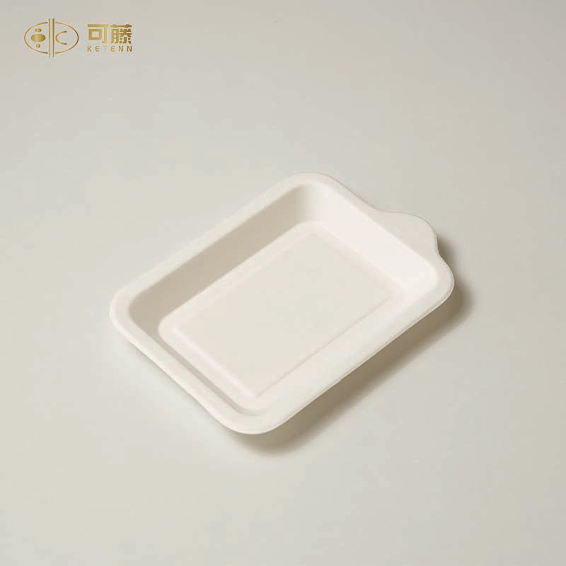 一次性可降解甘蔗浆餐盘 长方形小餐盘 蛋糕甜品底托 一人份