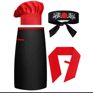 Chef Tooling Uniform Scarf Hat Apron suit Restaurant Kitchen Kitchen Barbecue Shop Dragon Headscarf Red