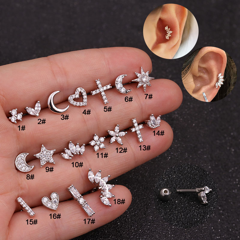 Fashionable round earrings stainless steel with zircon
