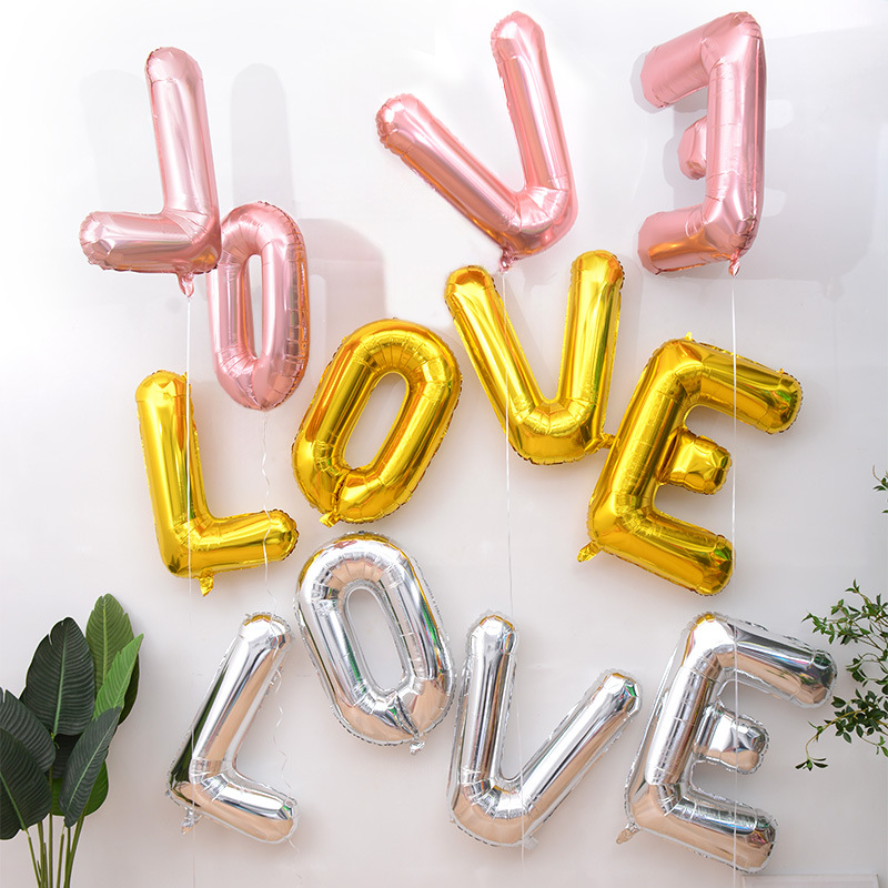 Juego de globos de aluminio de 32 pulgadas con forma de LOVE, globos de aluminio para el Festival Qixi, juego de decoración de globos para bodas con globos de amor conectados para decoración de salas de boda. image 5