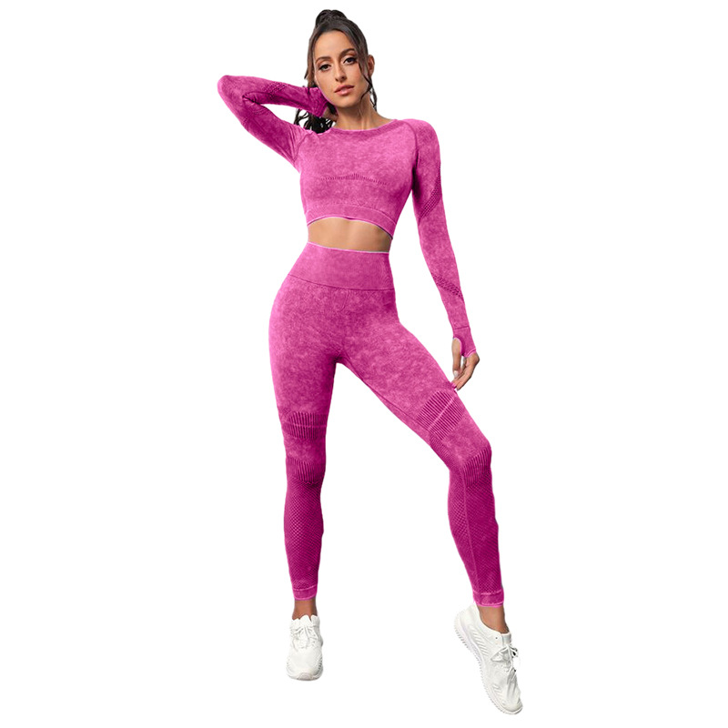Transfronterizo europeo y americano sin costuras lavado hueco ropa de yoga traje cintura alta cadera levantamiento fitness Pantalones deportes correr ropa de yoga