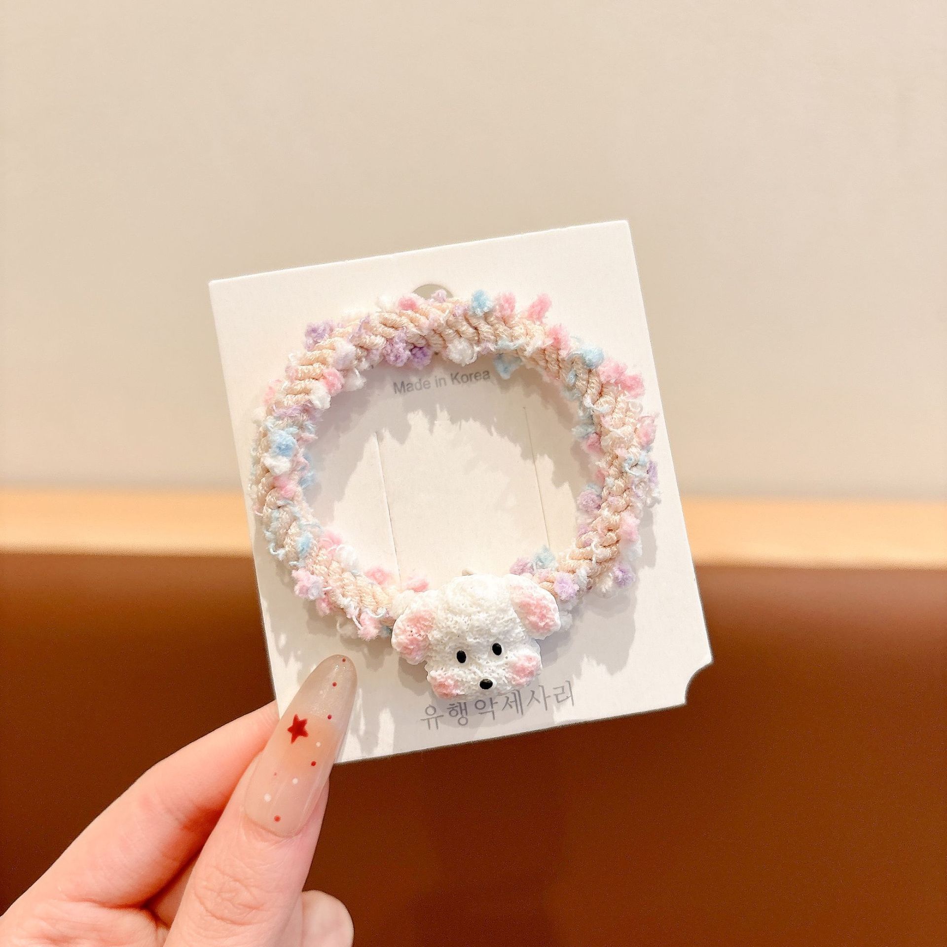 1 cachorro de dibujos animados caidou hair Ring blanco