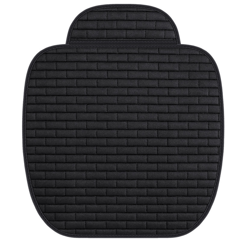 Universal – Linen Plaid Car Seat cushion, seat cover - brick-linen-single-seat-cushion-black
