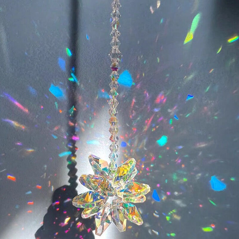 Rainbow Sun Catcher Hanging Ornament Creative Crystal Light Catcher Wind Bell Accessories Hanging Ornament Rainbow Healing Dream Catcher