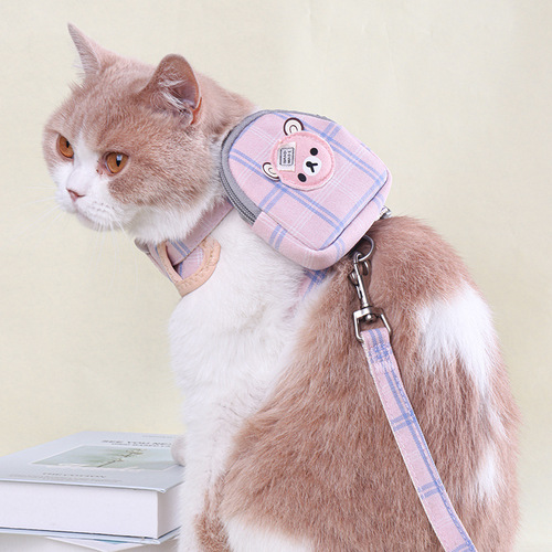 Spring and summer vest-type dog leash small dog Teddy Pomeranian harness puppy self-packing cat leash