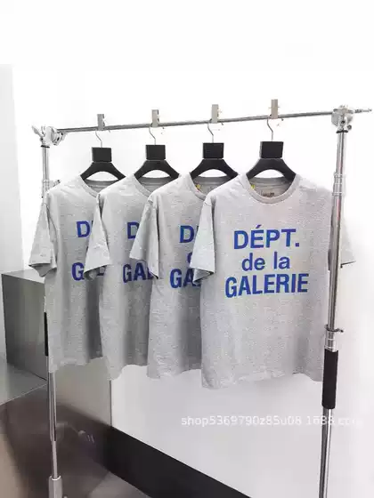 Cross-border generation hair GalleryDept hemp gray chest large French basic letters American high street washed short sleeves