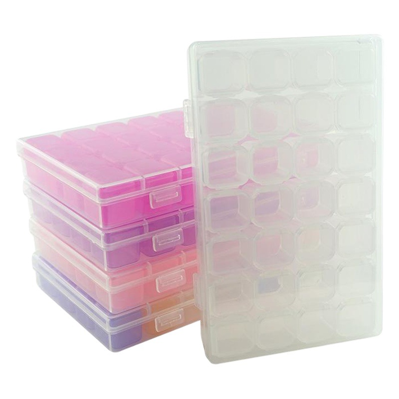 Manicura 28-caja de almacenamiento de rejilla 28-caja de joyería de rejilla caja de diamante caja de almacenamiento caja de joyería de manicura caja de herramientas de manicura