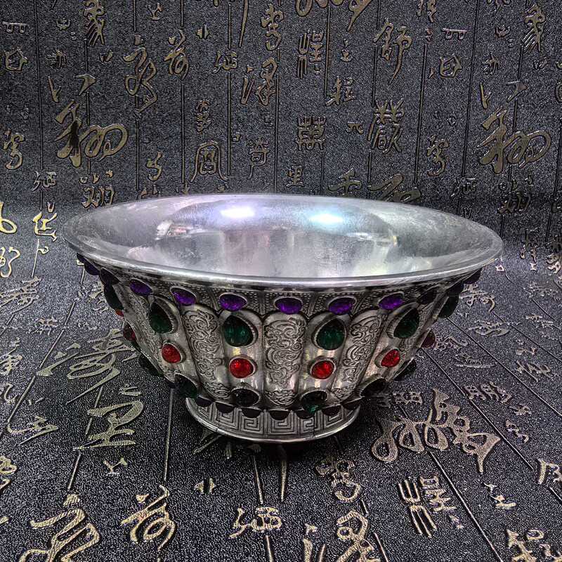Crafts, Antique Old Bagasse, Antique Inlaying Technology, Silver-Plated Gemstone Silver Bowls, Home Furnishings, Crafts Collection Crafts, Antique Old Bagasse, Antique Inlaying Technology, Silver-Plated Gemstone Silver Bowls, Home Furnishings, Crafts Collection