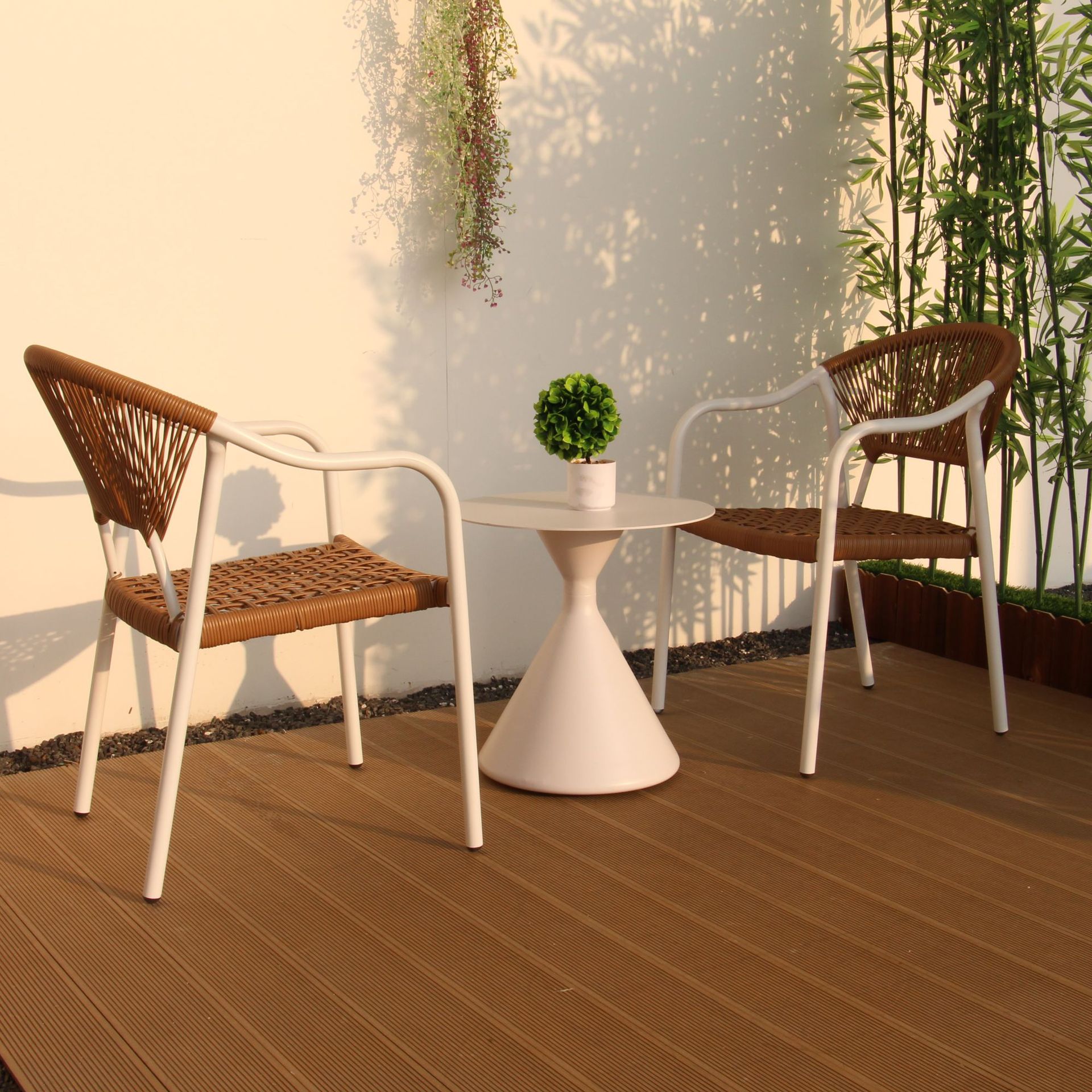 Mesa de centro redonda al aire libre nórdica mesa de negociación combinada patio balcón mesa de centro de ratán mesa de centro pequeña creativa muebles de hotel