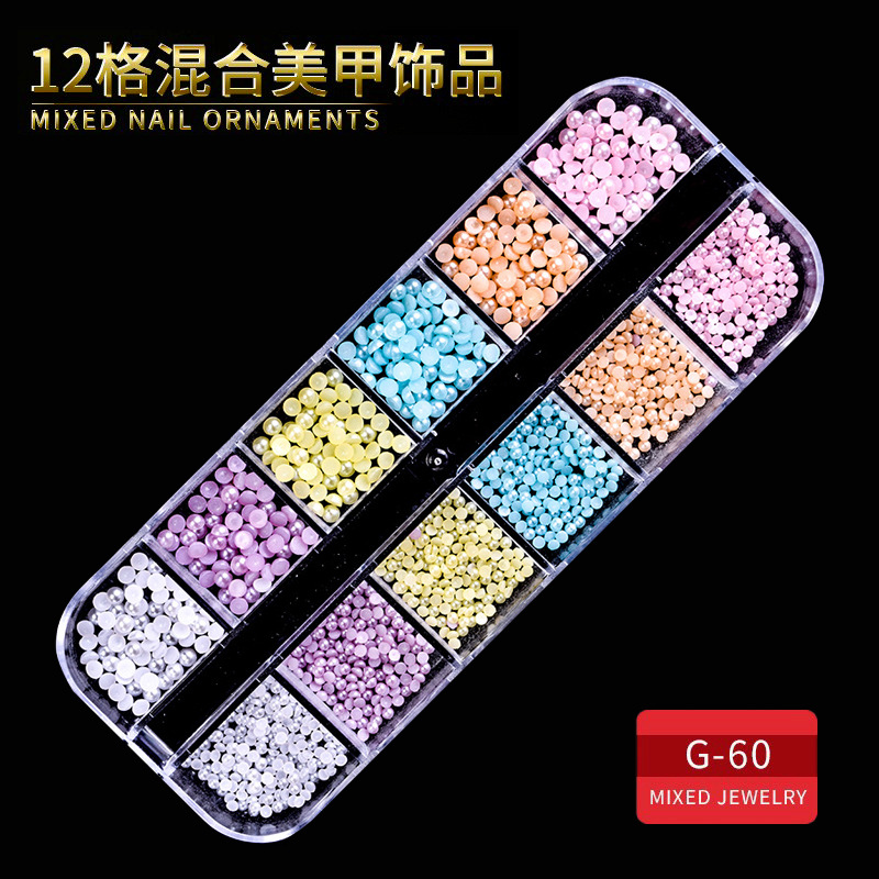 Juego completo transfronterizo de 12 compartimientos de remaches de metal, diamantes de imitación, Xingyue, piezas de concha de diamantes, accesorios para uñas, adornos para uñas