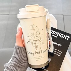 316ステンレスすずらん保温カップ女子高颜値コーヒーカップストローカップ学生水カップオフィスカップ