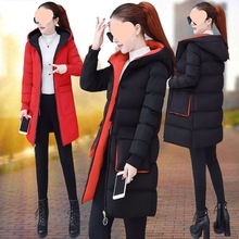 棉服女中长款2025年冬装韩版宽松收腰连帽保暖羽绒棉袄女士外套潮