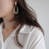 Metal silver needle, earrings with pigtail, simple and elegant design, high-quality style