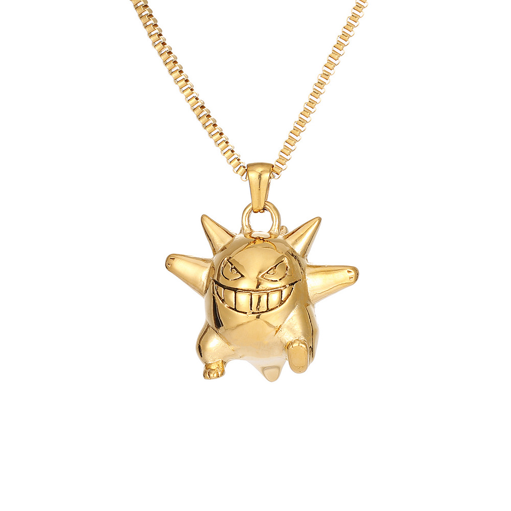 卡通宠物小精灵耿鬼项链嘻哈神奇宝贝钛钢吊坠潮人男女个性配饰品