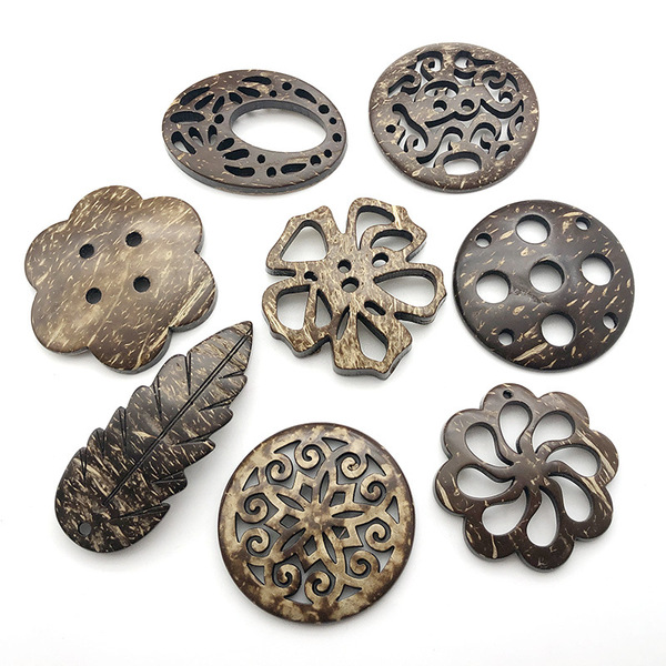 Retro buttons Alien wooden buckle handmade DIY wild clothing…