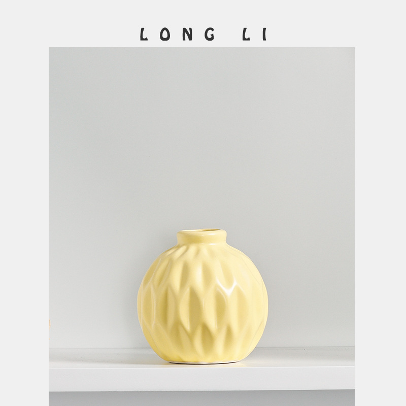 Longli Ceramic Vase Ins Wabi-Sabi Shelf Accent Dry Flower Vase New Chinese Style Light Luxury Living Room Entrance Home Decor
