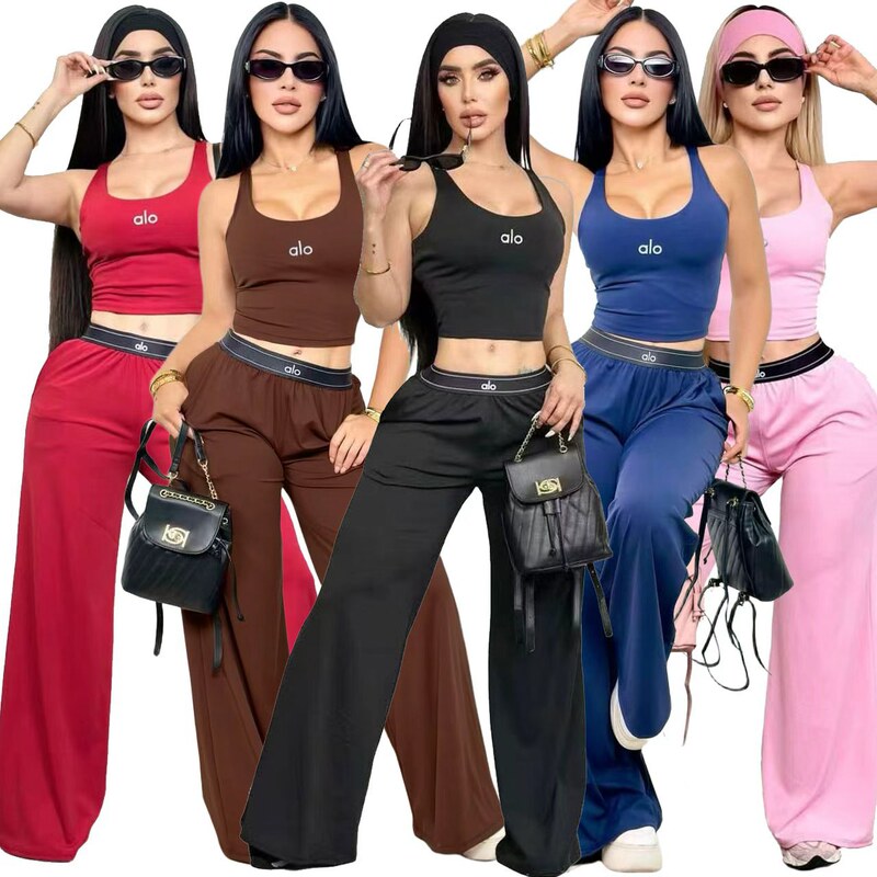 Dd0177 European and American Women's Clothing Cross-Border New Versatile Fashion Casual Two-Piece Set Embroidered Wide-Leg Suit
