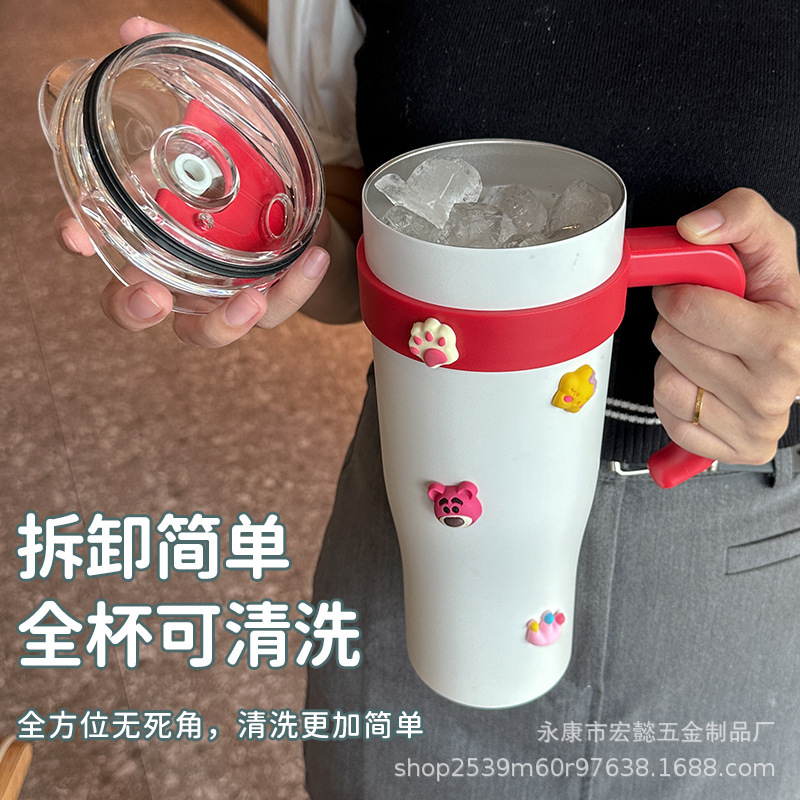 Tiktok Venta caliente gigante 40oz ventosa taza de paja de alto aspecto taza de café taza de agua de aislamiento frío de gran capacidad
