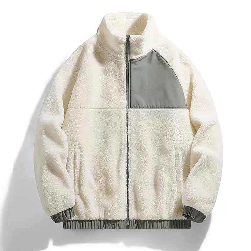 Осенне-зимний Повседневный Топ с воротником-стойкой и частицами овечьей шерсти, Мужская Новая модная куртка из овечьей шерсти, куртка для пар