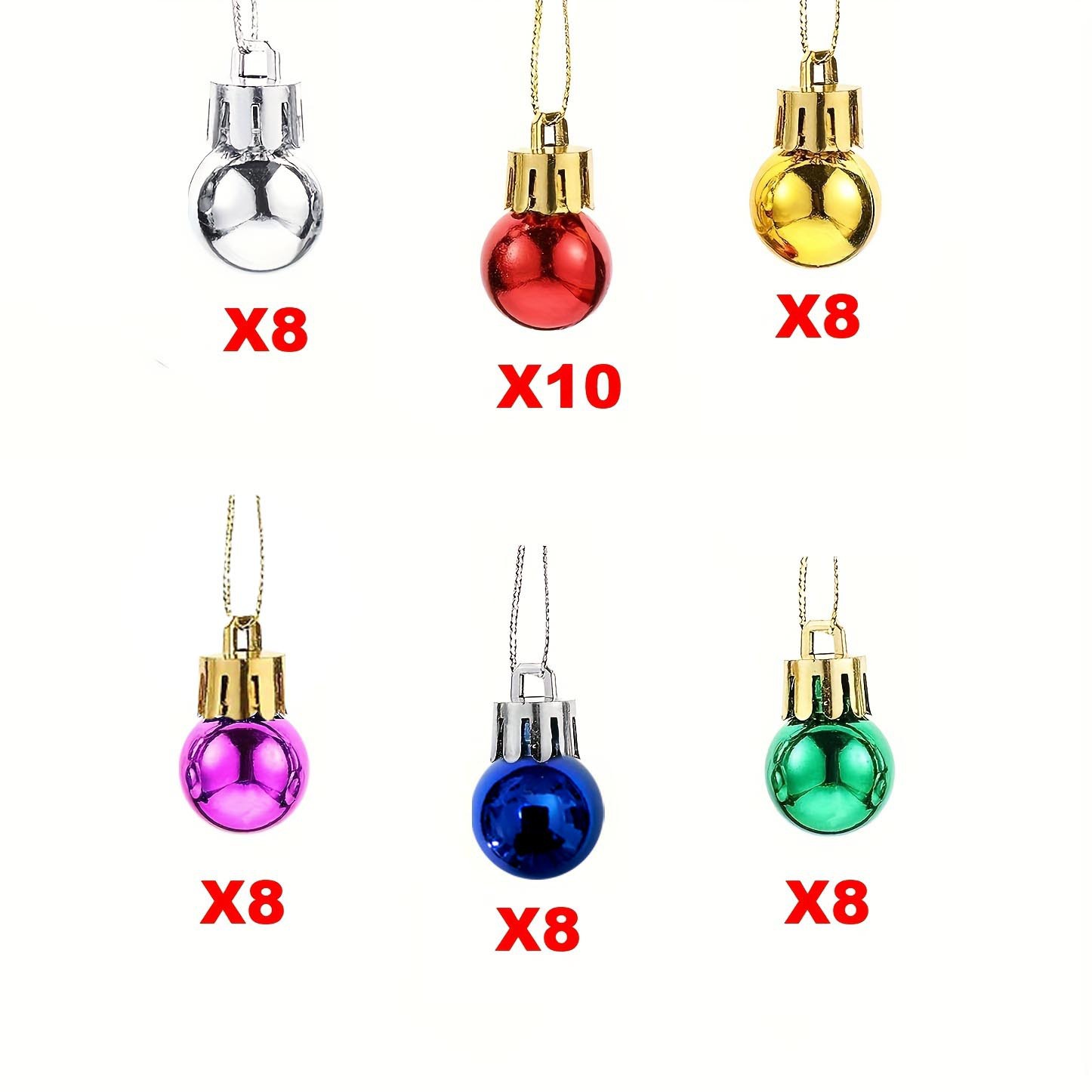 Fabricante en stock 2cm multicolor 50 piezas BOLA DE Navidad mini Bola de decoración de árbol de Navidad de color mezclado