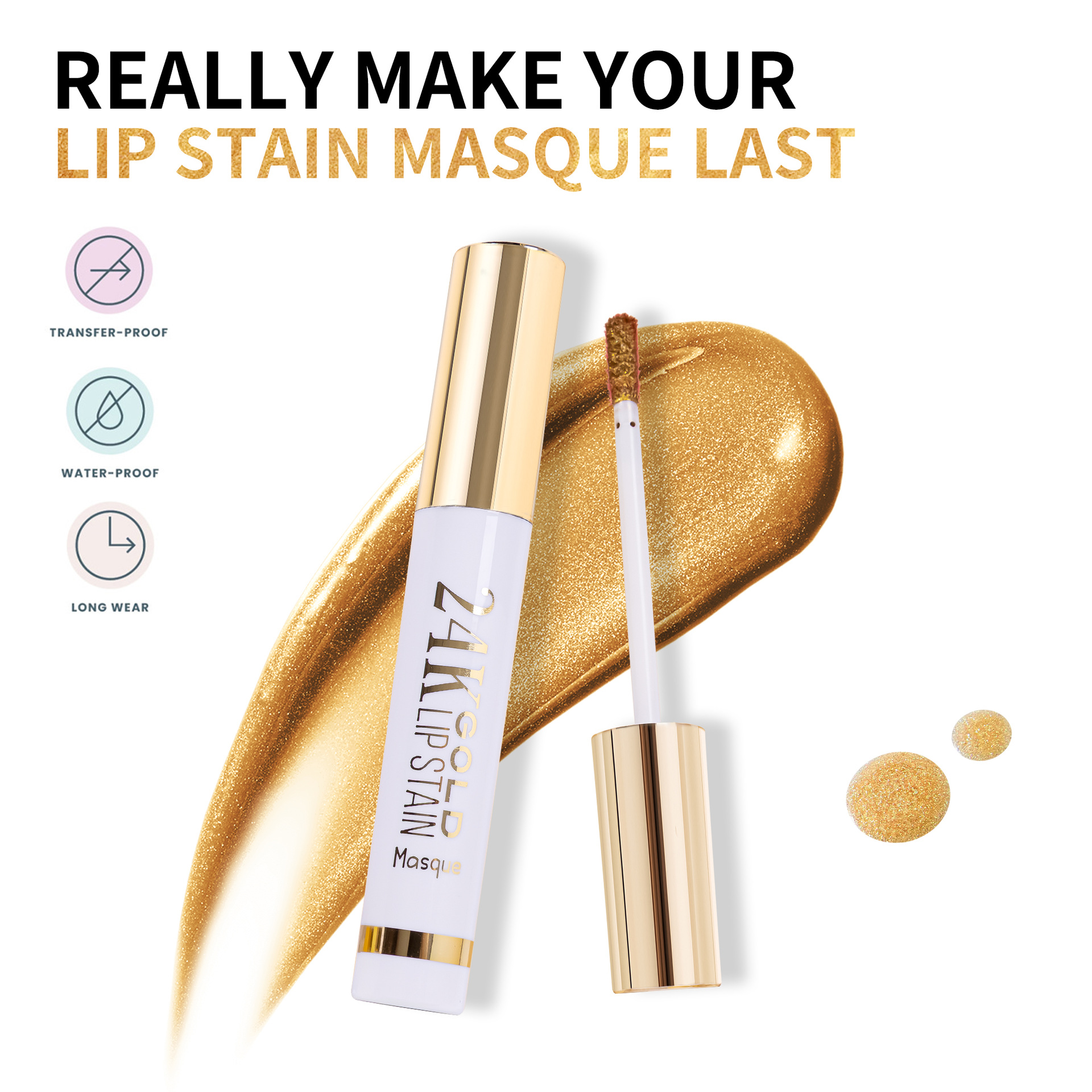 Mascarilla labial transfronteriza de oro 24K, brillo labial peel-off, color de larga duración, no se pega a la taza, esmalte labial peel-off.