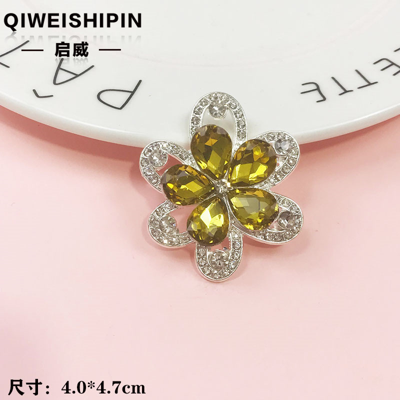启威长方形花盘珍珠钻五角diy材料 水钻扣鞋包包花配饰  合金配件|undefined