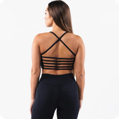 European and American foreign trade cross-border yoga vest women's beautiful back with chest pad high elasticity quick-drying sports fitness strap one piece shipment 